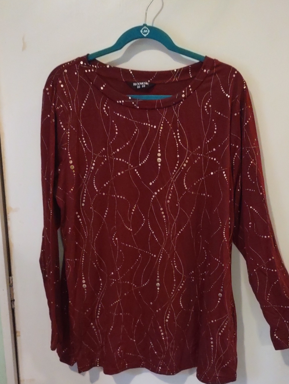 Bloomchic  Maroon Long-Sleeve Top with Metallic Details